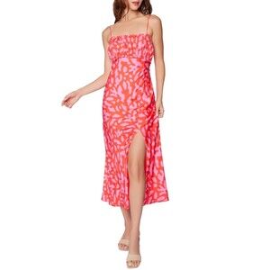 Lost + Wander Sweet Envie Midi Slip Dress Size S Satin Ruffled NWT Square Neck